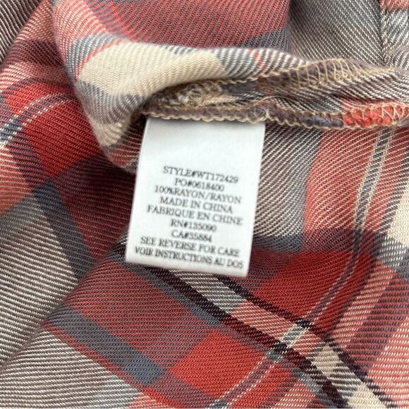 White Crow rust burnt orange plaid button up size medium - Picture 6 of 6